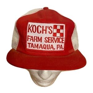 Vintage Koch’s Farm Service Purina Patch Made in USA Mesh Strap Back Hat Trucker